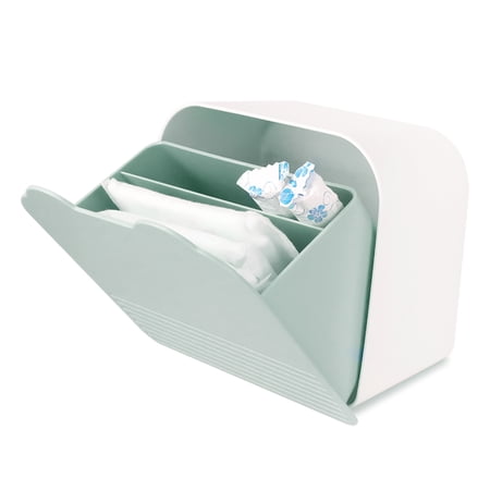 Tuciyke Sanitary Napkin Storage Container,6x6x3.5 inches Plastic Portable Sanitary Napkin Organizer Box for Bathroom Menstrual Pad Storage Organizer Box for Girls,Women,Ladies(Green)