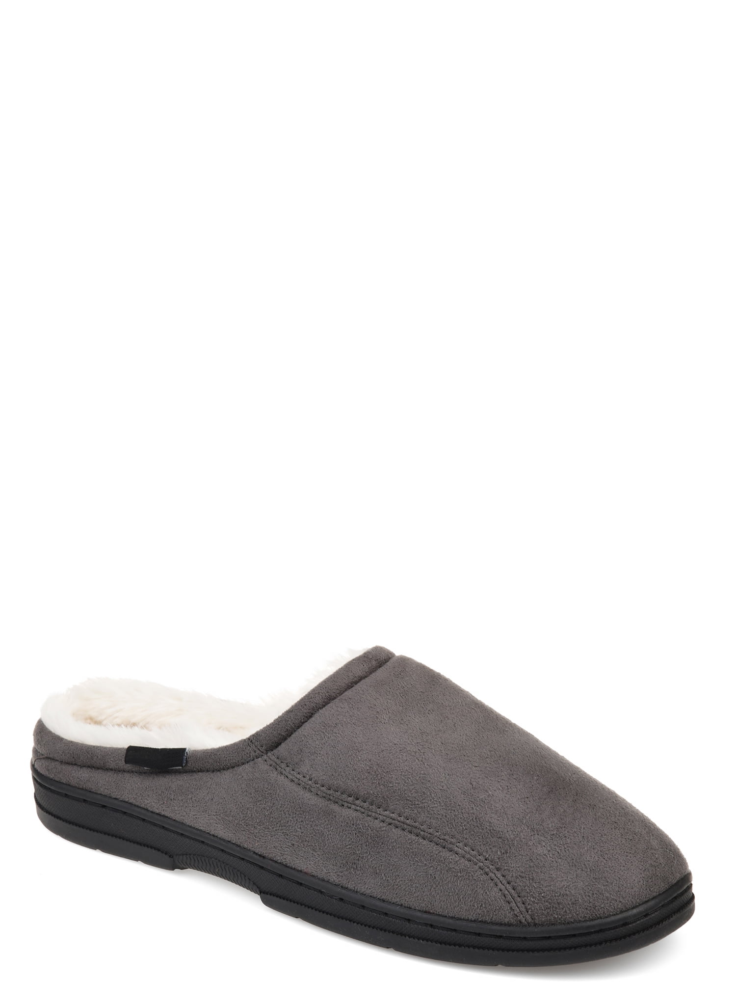 Tuck Von Men s Faux Fur Lined Memory Foam Mule Slipper Walmart
