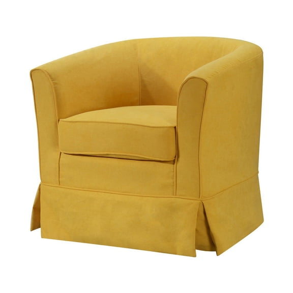 Tucker 28" Yellow Woven Fabric Swivel Barrel Chair with Skirted Bottom, Full Foam Seat Cushion, 18.5" Seat Height - Perfect for Living Rooms & Bedrooms
