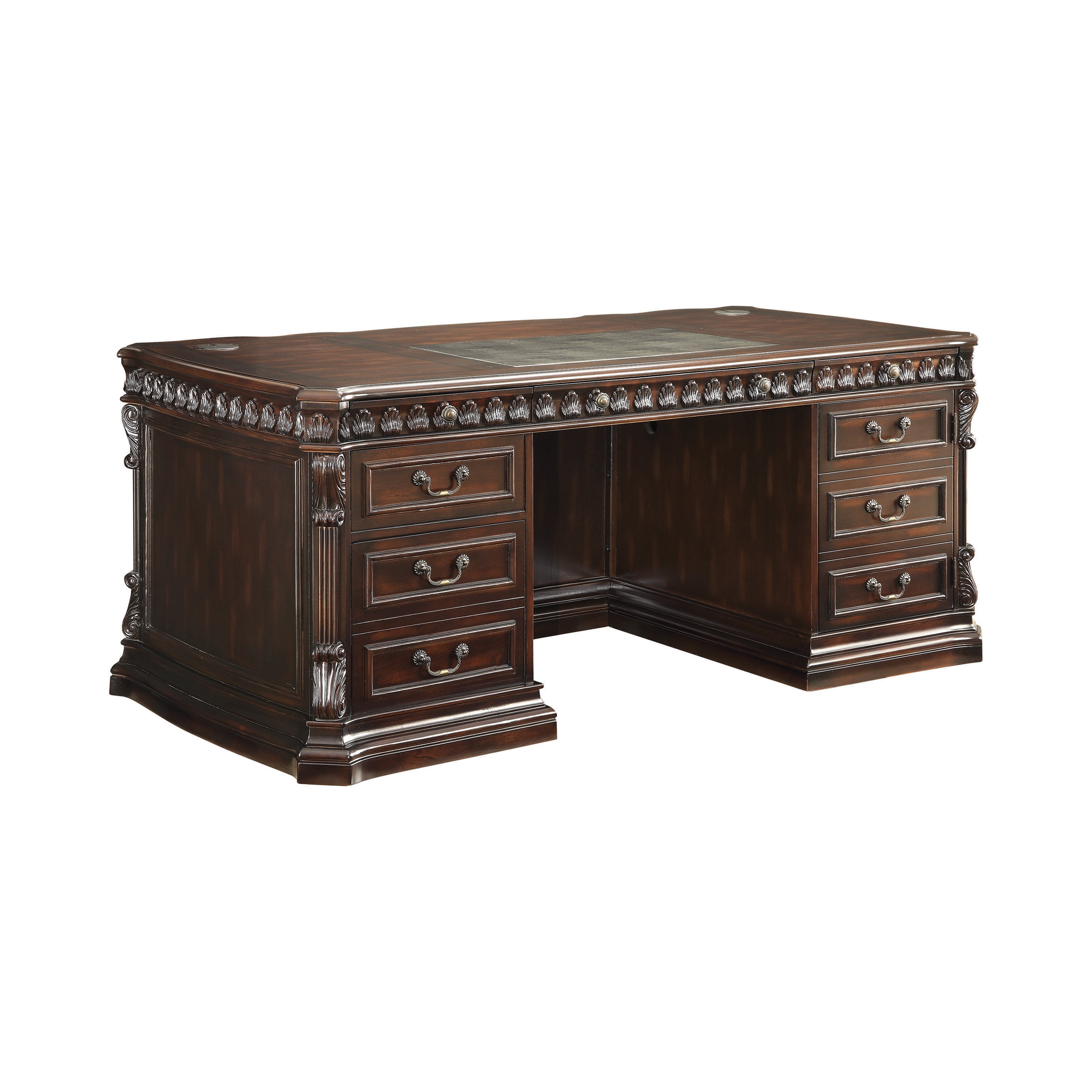 Tucker 5-drawer Double Pedestal Executive Desk Rich Brown