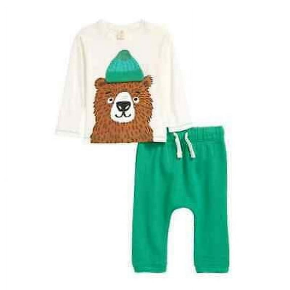 Tucker + Tate Appliqué Graphic Tee Trouser Set Ivory Egret Backyard Friends 18M