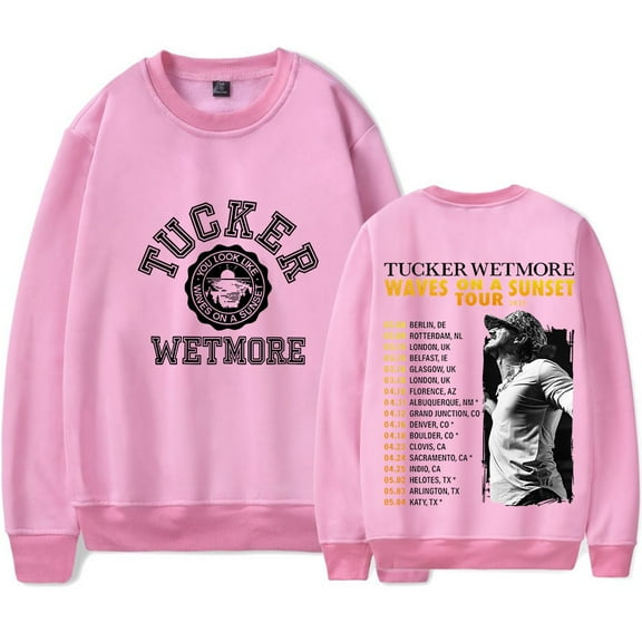 Tucker Wetmore Waves On A Sunset 2025 Tour Merch Crewneck Sweatshirts Unisex Fashion Long Sleeve Top