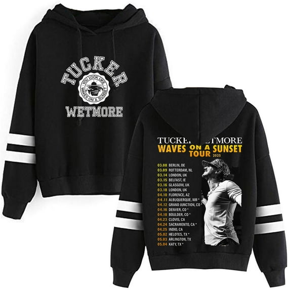 Tucker Wetmore Waves On A Sunset 2025 Tour Merch Pocketless Parallel Bars Sleeve Streetwear