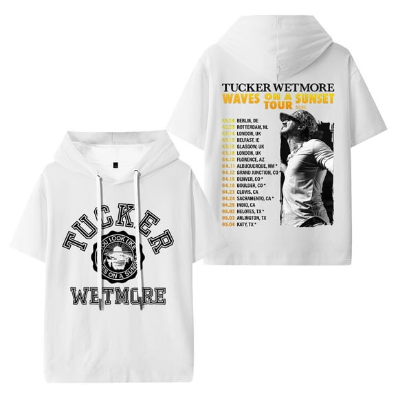 Tucker Wetmore Waves On A Sunset Tour 2025 Hooded Tshirt Hip Hop Short Sleeve Hoody