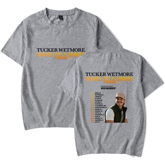 Tucker Wetmore Waves On A Sunset Tour 2025 Merch Short Sleeve T-shirt Unisex Fashion Crew Neck Top