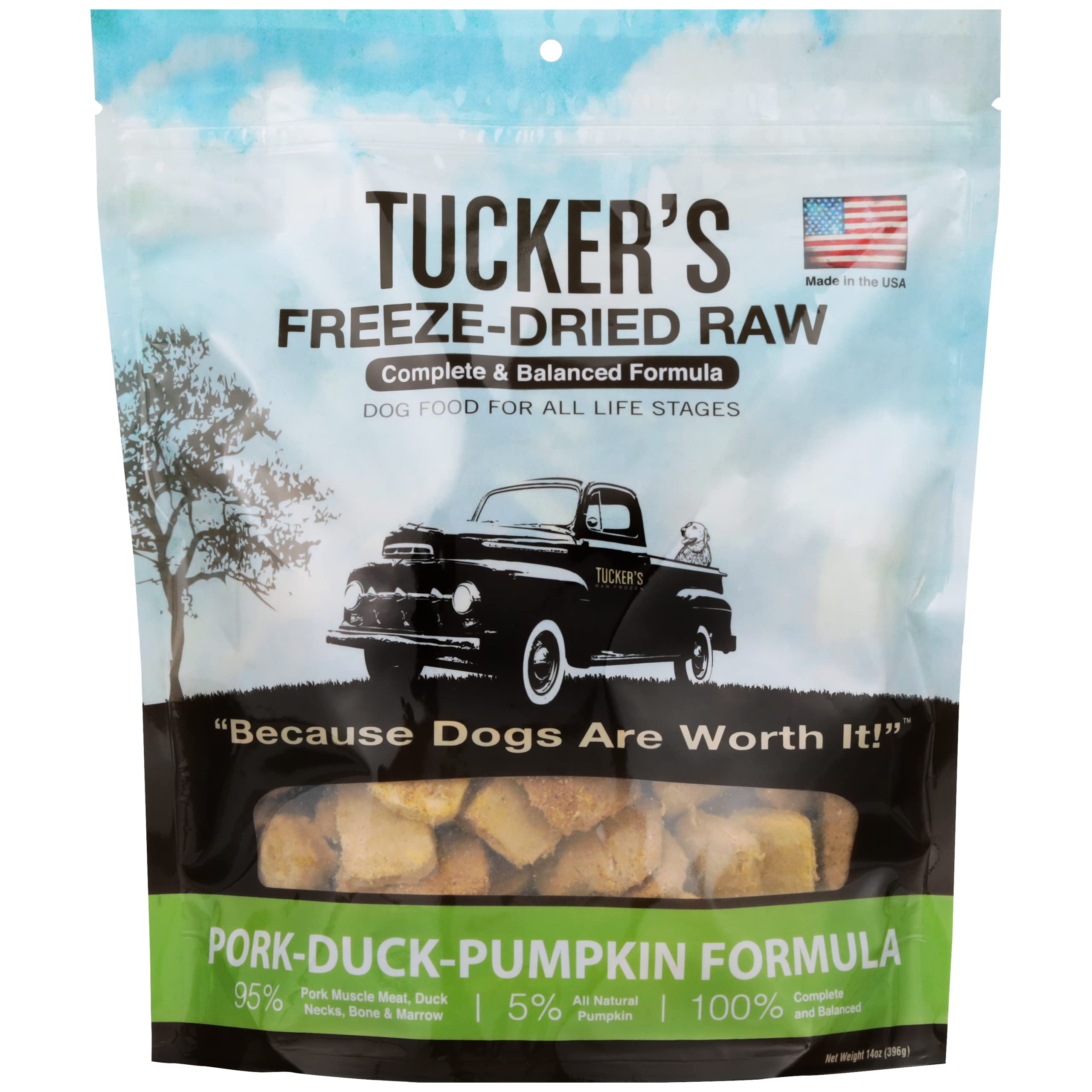 Tucker's Raw Frozen Freeze AIF4 Dried Raw Dog Food, Pork, Duck