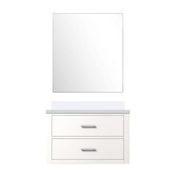 Tuckerton 30 in W x 22 in D White Single Bath Vanity, Cultured Marble Top and 28 in Mirror