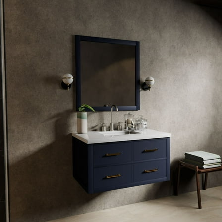 Tuckerton 36 in W x 22 in D Blue Single Bath Vanity and Cultured Marble Top
