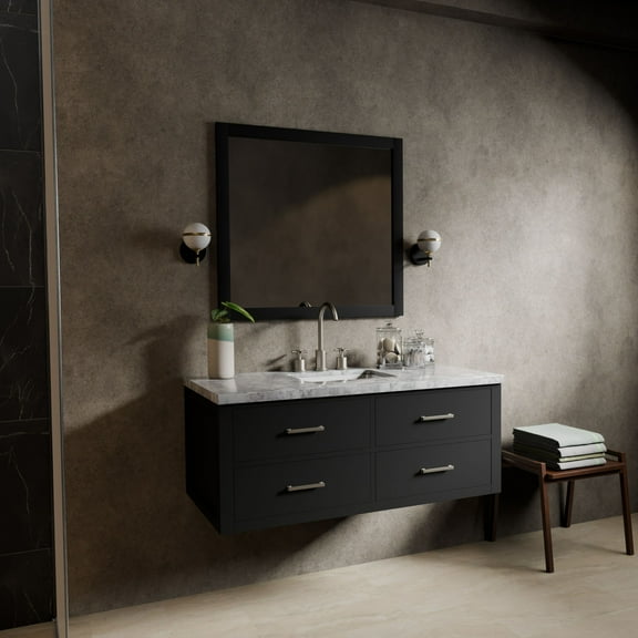 Tuckerton 48 in W x 22 in D Black Single Bath Vanity and Carrara Marble Top