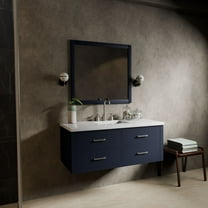 Tuckerton 48 in W x 22 in D Blue Single Bath Vanity, White Quartz Top and 43 in Mirror