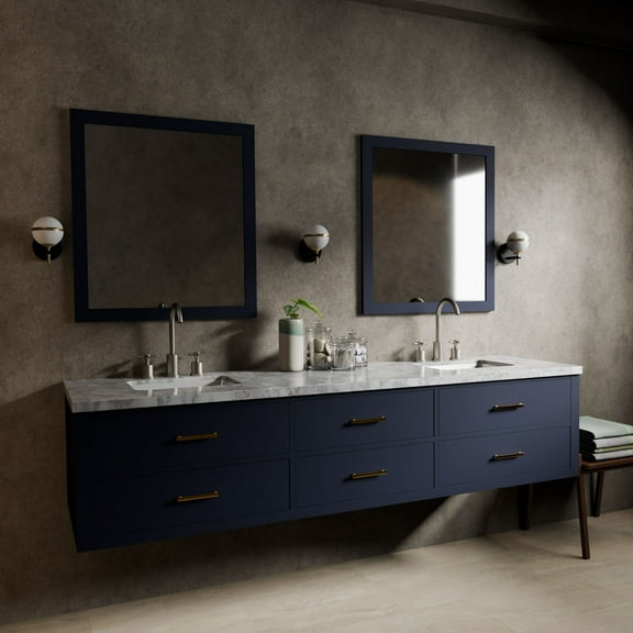 Tuckerton 84 in W x 22 in D Blue Double Bath Vanity and Carrara Marble Top