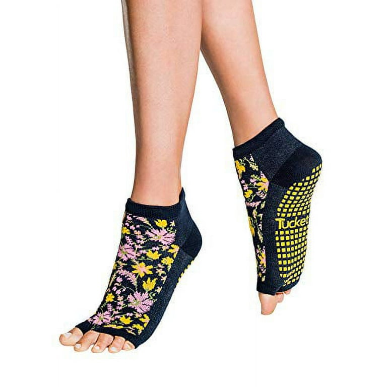 Tucketts Anklet Toeless Non-Slip Grip Socks, Made in Colombia, Full Ankle  Style Perfect for Yoga, Barre, Pilates, Small/Medium, 1 Pair, Blooming
