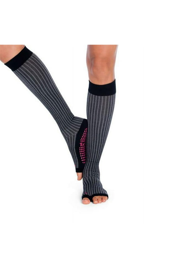 SQ6803138 Knee High Grey Interlace Fitness Socks - Black & Grey