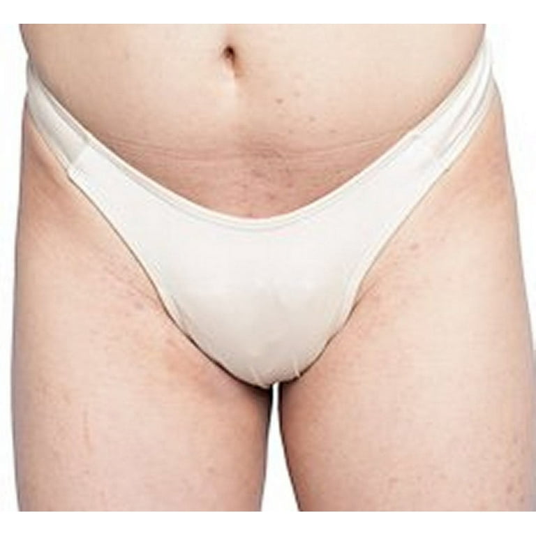 Tucking Gaff Panties For Men and Trans-Women, Thong-Style Beige Medium 