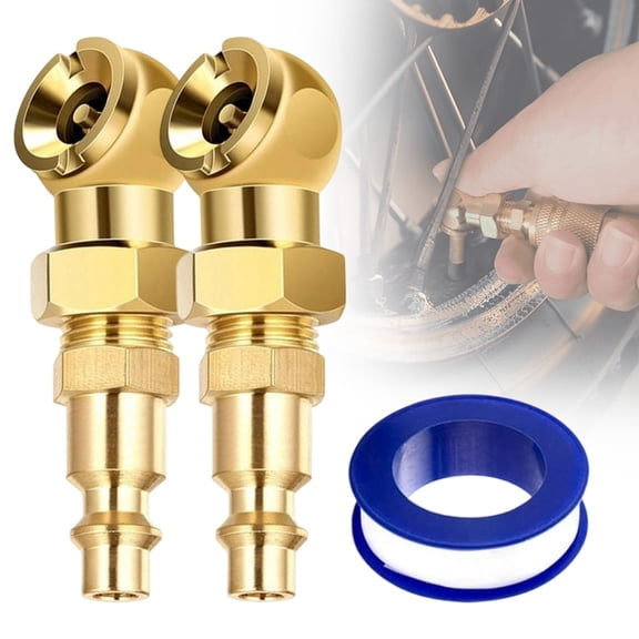 Tucknest 2 Pack Solid Metal Air Chuck, 1/4 Inch Quick Plug Tire Inflator Nozzle, 300 PSI Closed Chuck for Air Compressor, Truck Car Bicycle