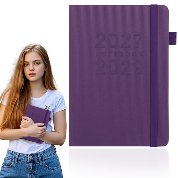 Tucknest 2027-2029 Three Year Planner, Thickened English Schedule Book with Daily Weekly Monthly Calendar, Portable Time Management Organizer Notebook, Purple