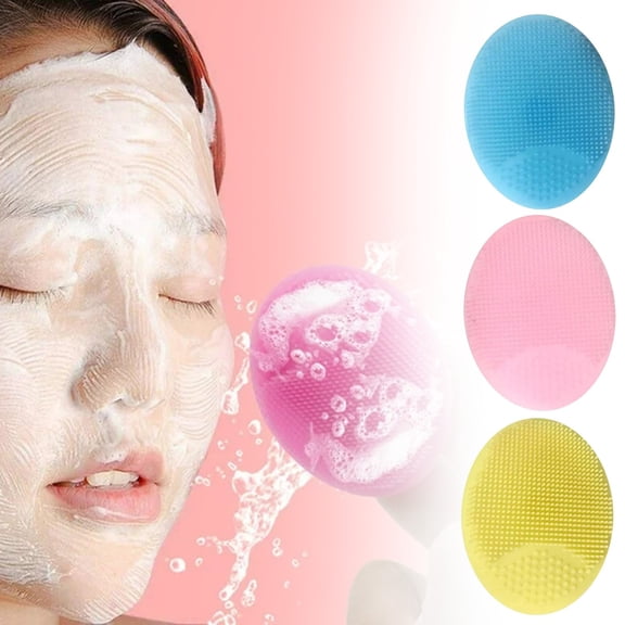 Tucknest 3 Pack Silicone Face Scrubbers, Exfoliating Facial Cleansing Brush with Finger Handle, Dual-Sided Pore Cleaner for Face and Body, Multicolor