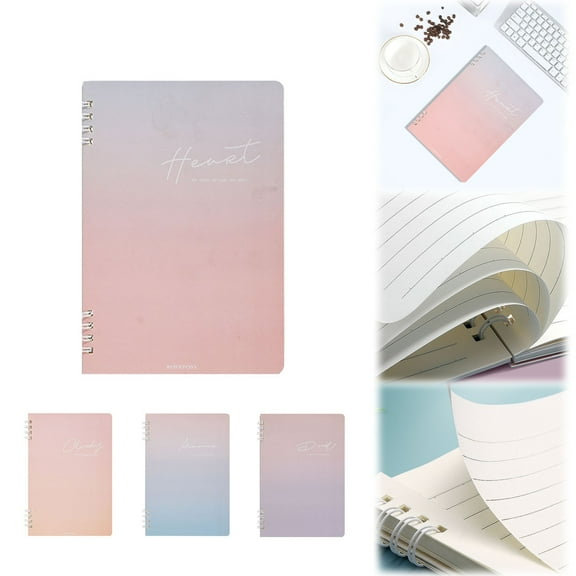 Tucknest A5 Hardcover Lined Notebook Gradient Ombre Journal with Perforated Pages 4 Assorted Colors Random for Work Home, 1 Pack