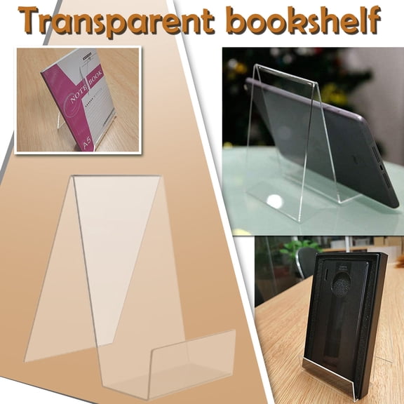 Tucknest Acrylic Book Shelf, Clear Book Holder Display Stand, Desktop Bookshelf for Textbook Album, 9x4.7x4.3 Inch Shatterproof Organizer, Transparent