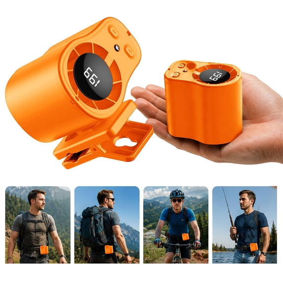 Tucknest Clip On Fan, Portable USB Rechargeable Personal Fan with 199 Speeds and 360° Rotation, Semi Cool Technology for Car Desk Camping, Orange