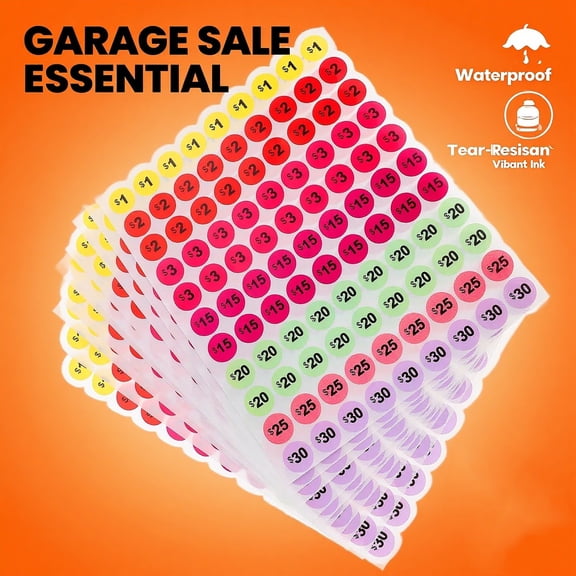 Tucknest Garage Sale Stickers, Colorful Dot Stickers for Pricing, Round Price Stickers for Yard Sale, Removable Adhesive Labels for Small Business, 1 Pack
