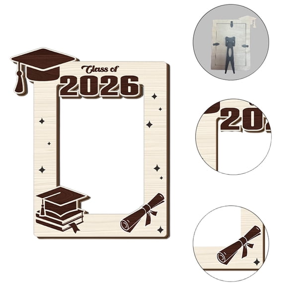 Tucknest Graduation Photo Frame 2026, Class of 2026 Gifts, Diploma Frame with Cap and Diploma Design, Natural Wood, 5.51x6.69 Inch Freestanding Display
