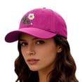 thumbnail image 1 of Tucknest Hand Embroidered Flower Baseball Cap, Hats for Women with Adjustable Buckle, Cotton Baseball Cap for Summer Outdoor, Hot Pink, 1 of 5