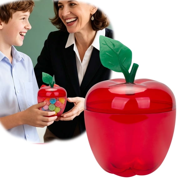 Tucknest Large Apple Gift Box, Transparent Candy Snack Storage Jar with Lid, Holiday Souvenir Decorative Container for Teacher Appreciation, 1 Pack