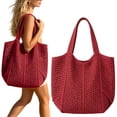 thumbnail image 1 of Tucknest Large Crochet Beach Bag for Women, Soft Foldable Mesh Shoulder Tote, Summer Vacation Essentials for Pool and Travel, 17.7x22.4 Inch, Red, 1 of 7