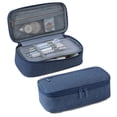 thumbnail image 1 of Tucknest Large Pencil Case, Cute Pencil Pouch with Initial and Zipper, Expandable Canvas Pen Bag for Office Supplies, Navy Blue, 1 of 3