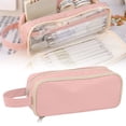 thumbnail image 1 of Tucknest Large Pencil Case, Pencil Bag with Compartments, Canvas Pencil Pouch Storage Box for Stationery, 8.3x3.1x2.8 Inch, Pink, 1 of 7