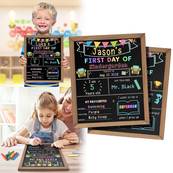 Tucknest Mini Chalkboard Sign, Double-Sided Message Board for Classroom Decor, DIY Wooden Bulletin Board Decoration for Back to School Graduation, 9.8x11.8 Inch