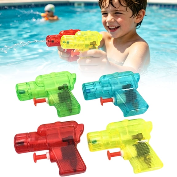 Tucknest Mini Water Blaster, Small Squirt Toy for Pool Party Summer Fun, Transparent Water Gun, Random Color, 6 Pieces