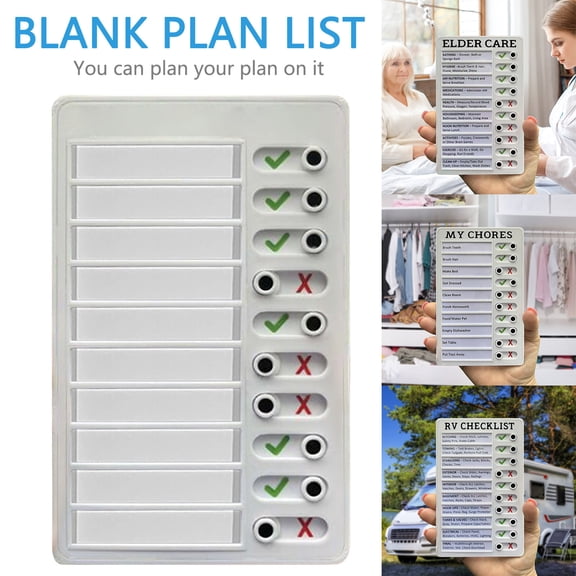 Tucknest Reusable Chore Chart Calendar, Blank Planning Checklist To Do List, Detachable Memo Board with Slider, Plastic Planner for Home Office, 7.8x4.2 Inch