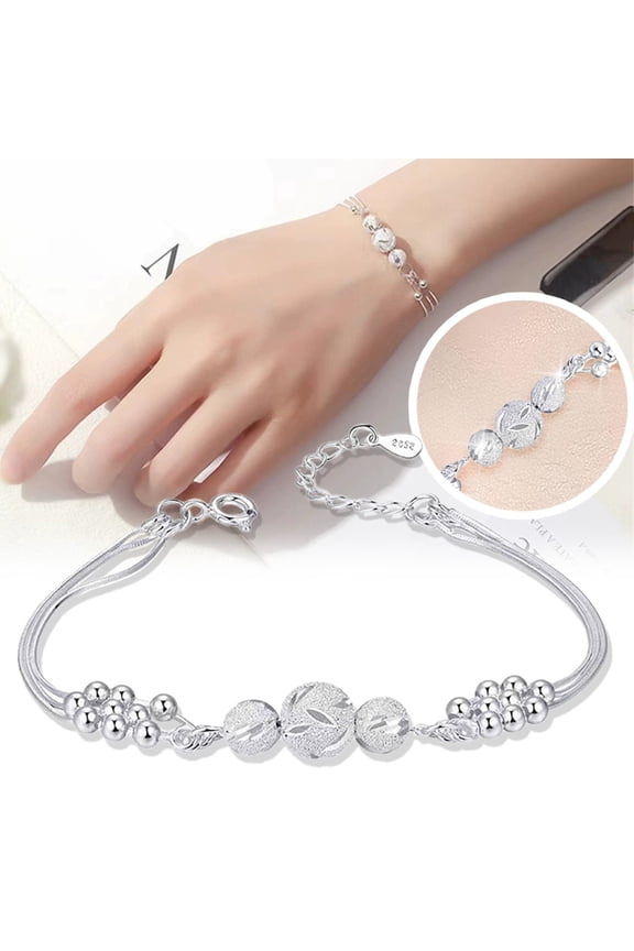 Rotating Bead Bracelet, Multi Layer Copper Fidget Bracelet for Women, Carved Round Spinner Bead Luck Charm Bracelet for Anxiety Relief