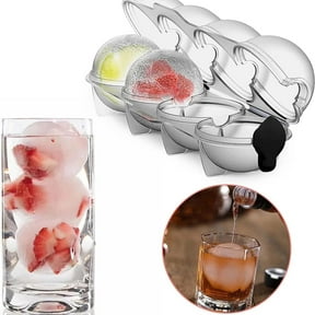 Tucknest Round Ice Cube Mold, 4 Cavity Sphere Ice Tray for Freezer, Silicone Ice Ball Maker for Whiskey Cocktail, 2.2 Inch, Plastic