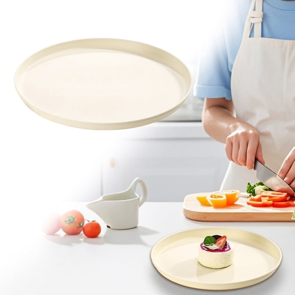Tucknest Serving Tray, Plastic Serving Tray for Food, Cafeteria Trays Lunch Tray, Stackable Rectangular, 10.2 inch, Beige