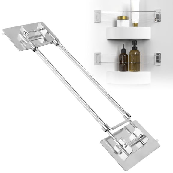 Tucknest Shower Rack, Adjustable Stainless Steel Corner Shower Caddy Tension Pole, RV Shower Corner Shelf Storage Bar Length 7.9-13.7 Inch for Camper Organization