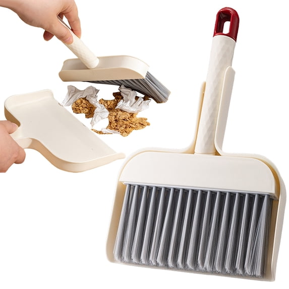Tucknest Small Dustpan and Brush Set, Mini Broom with Dustpan for Desk Table, 9.45x6.69 Inch Red Cleaning Set for Kitchen Home Office