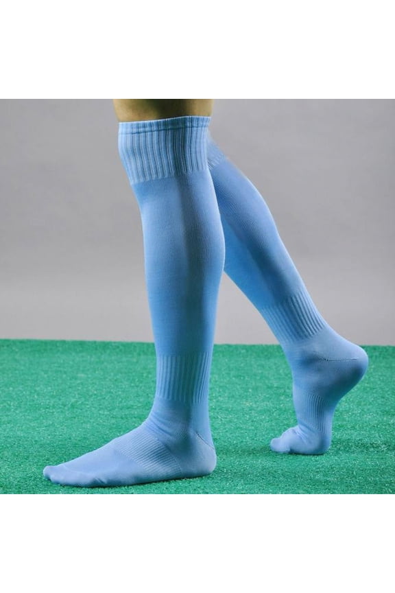 Soccer Socks Men, Knee High Baseball Socks, Long Black Tube Socks for Football Sport, Cotton Spandex, 16.9 Inch Length