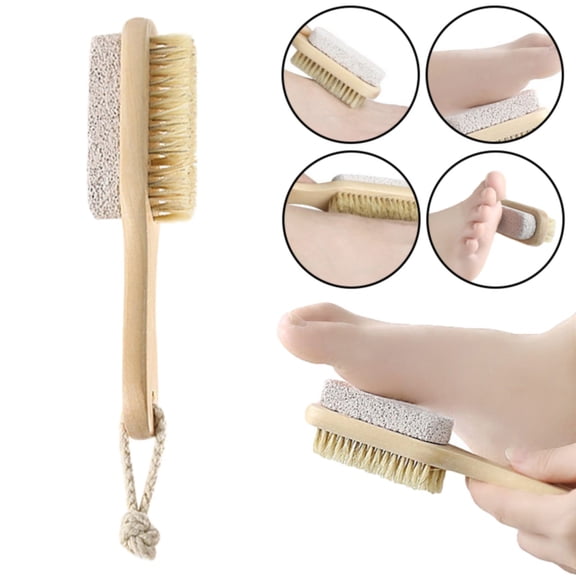 Tucknest Wooden Foot Scrubber and Callus Remover, Pumice Stone Foot Brush for Dead Skin, Exfoliating Tool for Feet and Heels, Shower Foot Scrubber for Smooth Feet