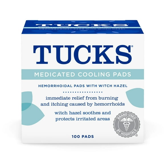 TUCKS® Medicated Cooling Pads with Witch Hazel, Hemorrhoid Treatment, 100 Count