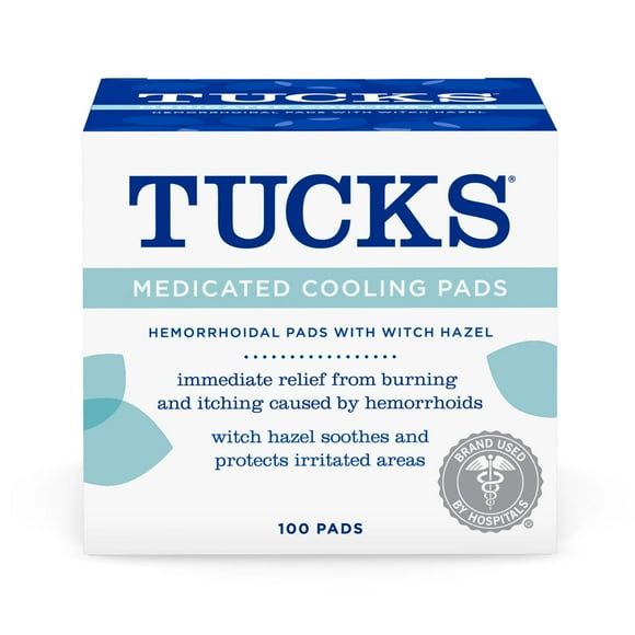 TUCKS Medicated Cooling Pads with Witch Hazel, Hemorrhoid Treatment, 100 Count