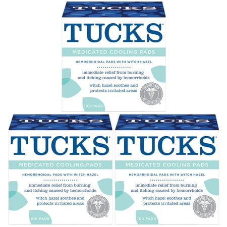 Tucks Medicated Cooling Pads For Hemorrhoid Relief, 100 Ea, 3 Pack