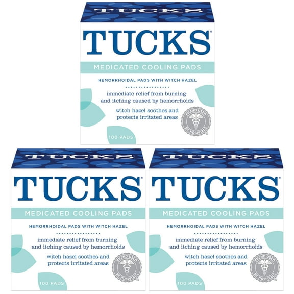Tucks Medicated Cooling Pads For Hemorrhoid Relief, 100 Ea, 3 Pack