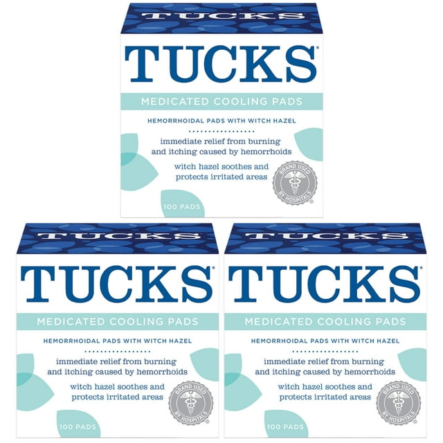 Tucks Medicated Cooling Pads For Hemorrhoid Relief, 100 Ea, 3 Pack