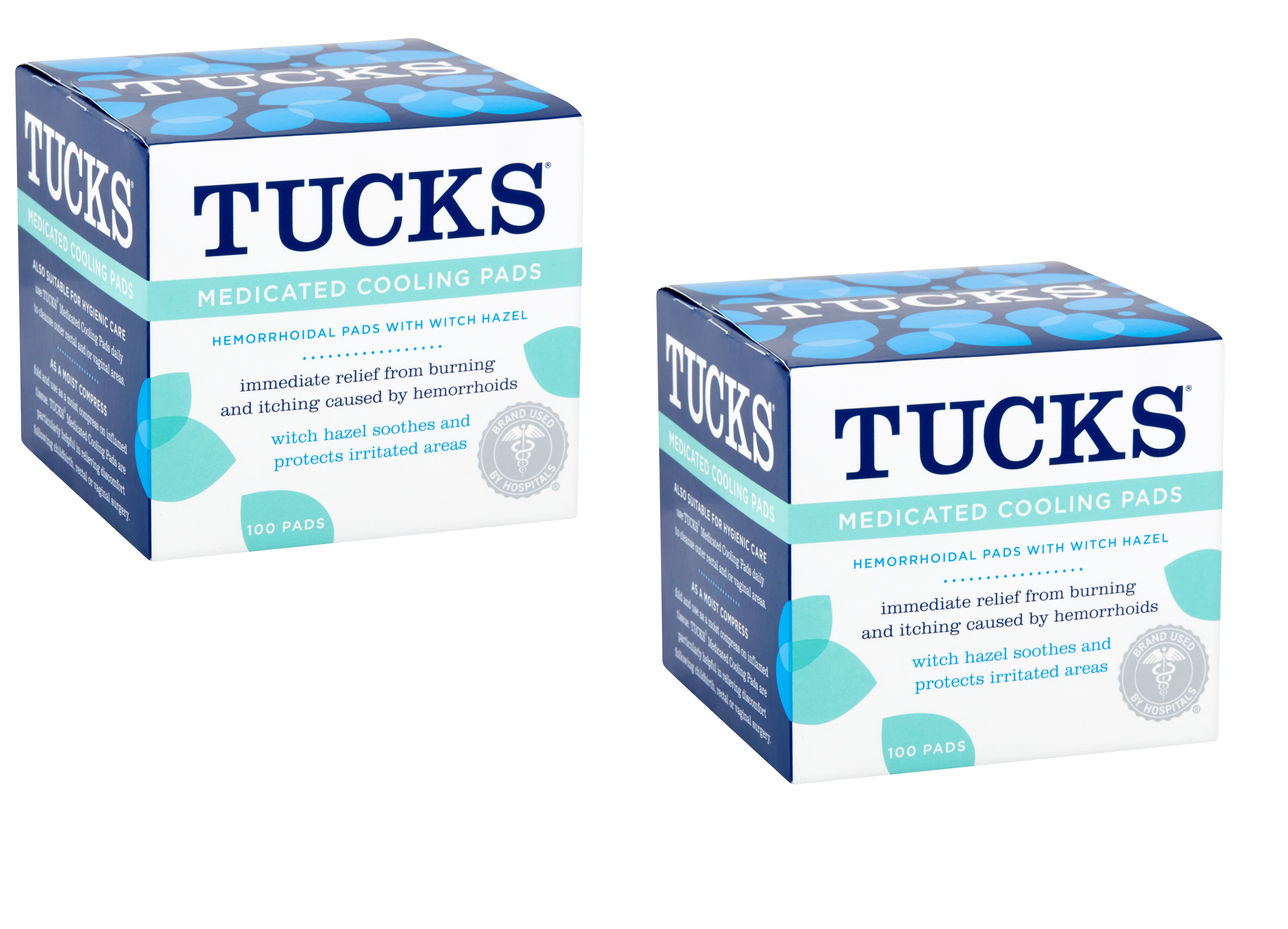 Tucks Medicated Cooling Pads with Witch Hazel, 100 Count 2 Pack