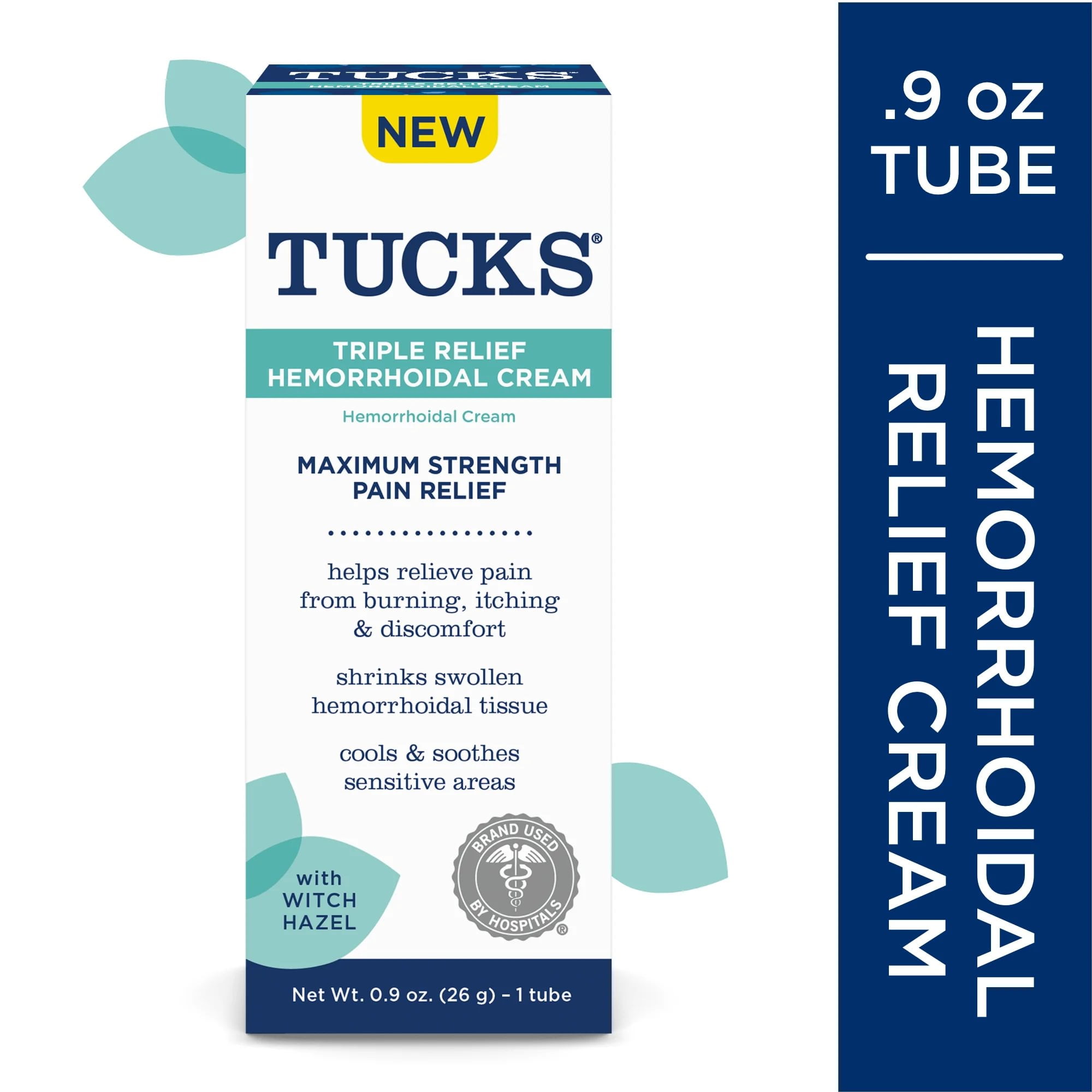 TUCKS Triple Relief Hemorrhoidal Cream, Maximum Strength Pain Relief for Hemorrhoids, 0.9oz (26g)