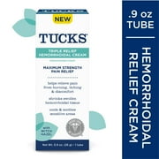 TUCKS® Triple Relief Hemorrhoidal Cream, Maximum Strength Pain Relief for Hemorrhoids, 0.9oz (26g)