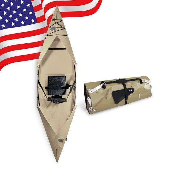 Tucktec 10' PRO Foldable Kayaks - Full Size Tan Folding Kayak - Portable Kayak for Adults - Made in USA - Tan
